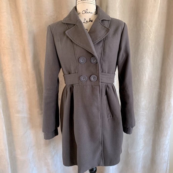 Pea Coat Wool Blend Double Breasted Long CI SONO L - Picture 1 of 16